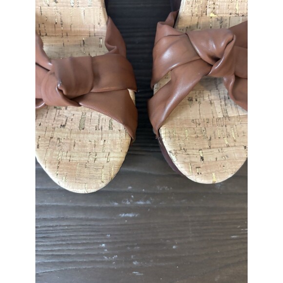 Korks Women's Dawson Cork Soles Sedge Sandals Leather Brown Size 9M - Picture 9 of 10